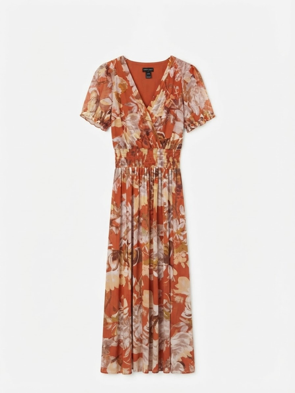 Dex Floral Wrap Maxi Dress in Rust and Cream